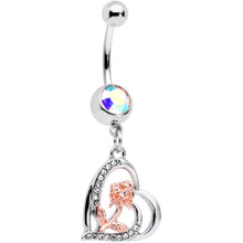 Load image into Gallery viewer, Aurora Clear Gem Rose in Your Heart Valentines Dangle Belly Ring
