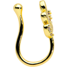 Load image into Gallery viewer, Clear Gem Gold Tone Leaves of Love Clip On Fake Nose Ring
