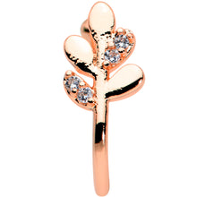 Load image into Gallery viewer, Clear Gem Rose Gold Tone Leaves of Love Clip On Fake Nose Ring
