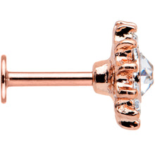 Load image into Gallery viewer, 16G 1/4 Clear Gem Rose Gold Tone Stylish Sun Labret Monroe Tragus
