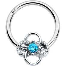 Load image into Gallery viewer, 16G 3/8 Blue Gem Celtic Knot Hinged Segment Ring
