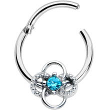 Load image into Gallery viewer, 16G 3/8 Blue Gem Celtic Knot Hinged Segment Ring
