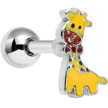 Load image into Gallery viewer, 16G 1/4 Bow Tie Yellow Red Giraffe Cartilage Tragus Earring
