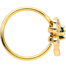 Load image into Gallery viewer, 20G 5/16 Green Synth Opal Gold Tone Shamrock St Patricks Nose Hoop
