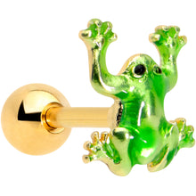 Load image into Gallery viewer, 16G 1/4 Gold Tone Green Tree Frog Cartilage Tragus Earring
