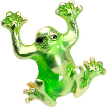 Load image into Gallery viewer, 16G 1/4 Gold Tone Green Tree Frog Cartilage Tragus Earring
