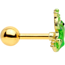 Load image into Gallery viewer, 16G 1/4 Gold Tone Green Tree Frog Cartilage Tragus Earring
