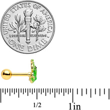 Load image into Gallery viewer, 16G 1/4 Gold Tone Green Tree Frog Cartilage Tragus Earring
