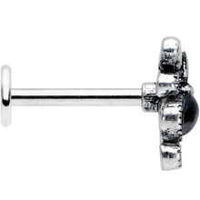 Load image into Gallery viewer, 16G 5/16 Black Gem Abstract Bow Labret Monroe Tragus
