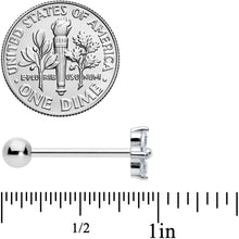 Load image into Gallery viewer, Clear CZ Gem Simple Flower Top Barbell Tongue Ring
