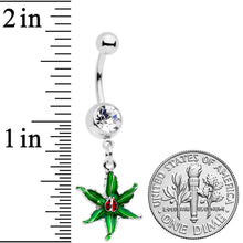 Load image into Gallery viewer, Clear Gem Tiny Ladybug Leaves Dangle Belly Ring

