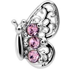 Load image into Gallery viewer, 20G 1/4 Pink Gem Lacy Butterfly Nose Bone
