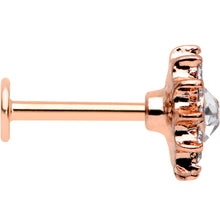Load image into Gallery viewer, 16G 5/16 Clear Gem Rose Gold Hue Stylish Sun Labret Monroe Tragus
