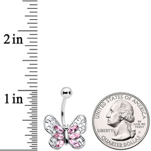 Load image into Gallery viewer, Pink Gem Lacy Butterfly Belly Ring
