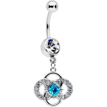 Load image into Gallery viewer, Clear Blue Gem Celtic Knot Dazzle Dangle Belly Ring
