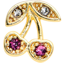 Load image into Gallery viewer, 20G 1/4 Clear Purple Gem Gold Tone Very Cherry Nose Bone
