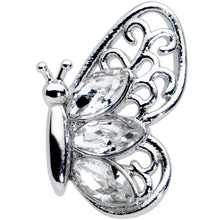 Load image into Gallery viewer, 16G 5/16 Clear Gem Lacy Butterfly Labret Monroe Tragus
