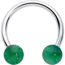 Load image into Gallery viewer, 16G 3/8 Green Stone Ball End Internally Threaded Horseshoe
