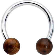 Load image into Gallery viewer, 16G 3/8 Brown Stone Ball Ends Internally Threaded Horseshoe
