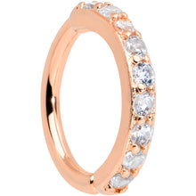 Load image into Gallery viewer, 16G 5/16 Clear CZ Gem Rose Gold Tone Forward Facing Closure Ring
