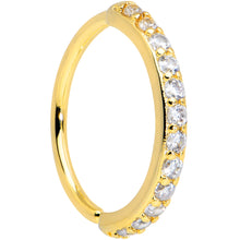 Load image into Gallery viewer, 18G 3/8 Clear CZ Gem Gold Tone Forward Facing Closure Ring
