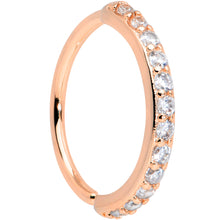 Load image into Gallery viewer, 18G 3/8 Clear CZ Gem Rose Gold Tone Forward Facing Closure Ring
