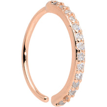Load image into Gallery viewer, 20G 3/8 Clear CZ Gem Rose Gold Tone Forward Facing Nose Hoop
