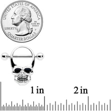 Load image into Gallery viewer, 14G 1/2 Grinning Skull Halloween Nipple Shield Set
