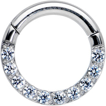 Load image into Gallery viewer, 14G 5/16 Clear CZ Gem G23 Titanium Paved Hinged Segment Ring
