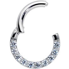 Load image into Gallery viewer, 14G 5/16 Clear CZ Gem G23 Titanium Paved Hinged Segment Ring
