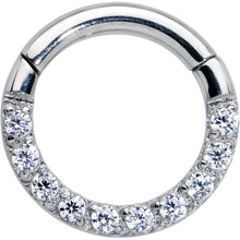 Load image into Gallery viewer, 16G 1/4 Clear CZ Gem G23 Titanium Paved Hinged Segment Ring
