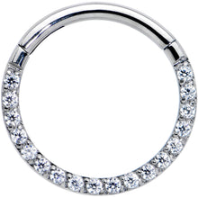 Load image into Gallery viewer, 16G 3/8 Clear CZ Gem G23 Titanium Paved Hinged Segment Ring
