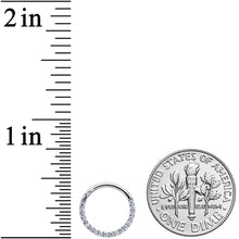 Load image into Gallery viewer, 16G 3/8 Clear CZ Gem G23 Titanium Paved Hinged Segment Ring
