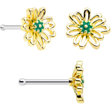 Load image into Gallery viewer, 20G 1/4 5/16 Gold Tone Flower Ladybug Nose Hoop Bone Set of 3
