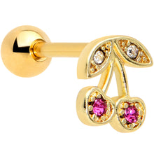 Load image into Gallery viewer, 16G 1/4 Clear Purple Gem Gold Tone Very Cherry Cartilage Tragus
