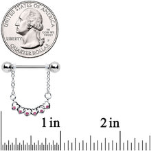 Load image into Gallery viewer, 14G 9/16 Pink Gem Link Heart Valentine Dangle Nipple Ring Set
