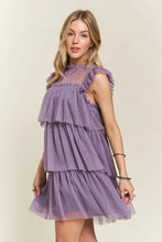 Load image into Gallery viewer, Layered Ruffled Cap Sleeve Mesh Dress For Women – Romantic Mesh Dress with Lace &amp; Ruffled Layers for Elegant Parties &amp; Special Events
