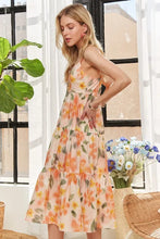 Load image into Gallery viewer, Smocked Back Floral Adjustable Strap Midi Dress  For Women – Feminine, Floral, Fluttering, Comfortable Midi Dress
