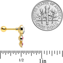 Load image into Gallery viewer, 16G 1/4 Clear Pink Gem Gold Tone Heart Cartilage Tragus Earring
