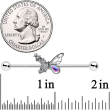 Load image into Gallery viewer, 14G Clear Aurora Gem Super Glam Butterfly Industrial Barbell 38mm
