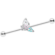 Load image into Gallery viewer, 14G Clear CZ Gem Abstract Butterfly Industrial Barbell 38mm
