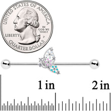 Load image into Gallery viewer, 14G Clear CZ Gem Abstract Butterfly Industrial Barbell 38mm
