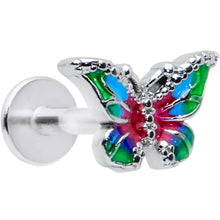 Load image into Gallery viewer, 16G 1/4 Bright Beauty Textured Butterfly Labret Monroe Tragus
