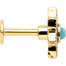 Load image into Gallery viewer, 16G 1/4 Turquoise Gold Tone Baroque Flower Labret Monroe Tragus
