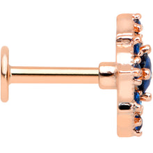 Load image into Gallery viewer, 16G 1/4 Blue Gem Rose Gold Tone Night Star Labret Monroe Tragus
