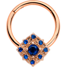 Load image into Gallery viewer, 16G 3/8 Blue Gem Rose Gold Tone Night Star Hinged Segment Ring
