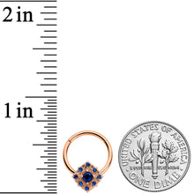 Load image into Gallery viewer, 16G 3/8 Blue Gem Rose Gold Tone Night Star Hinged Segment Ring
