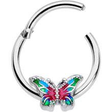 Load image into Gallery viewer, 16G 3/8 Bright Beauty Textured Butterfly Hinged Segment Ring
