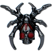 Load image into Gallery viewer, 20G 1/4 Red Gem Black Spider Skull Halloween L Shape Nose Ring

