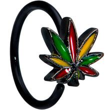 Load image into Gallery viewer, 20G 5/16 Black Multicolor Pot Leaf Nose Hoop
